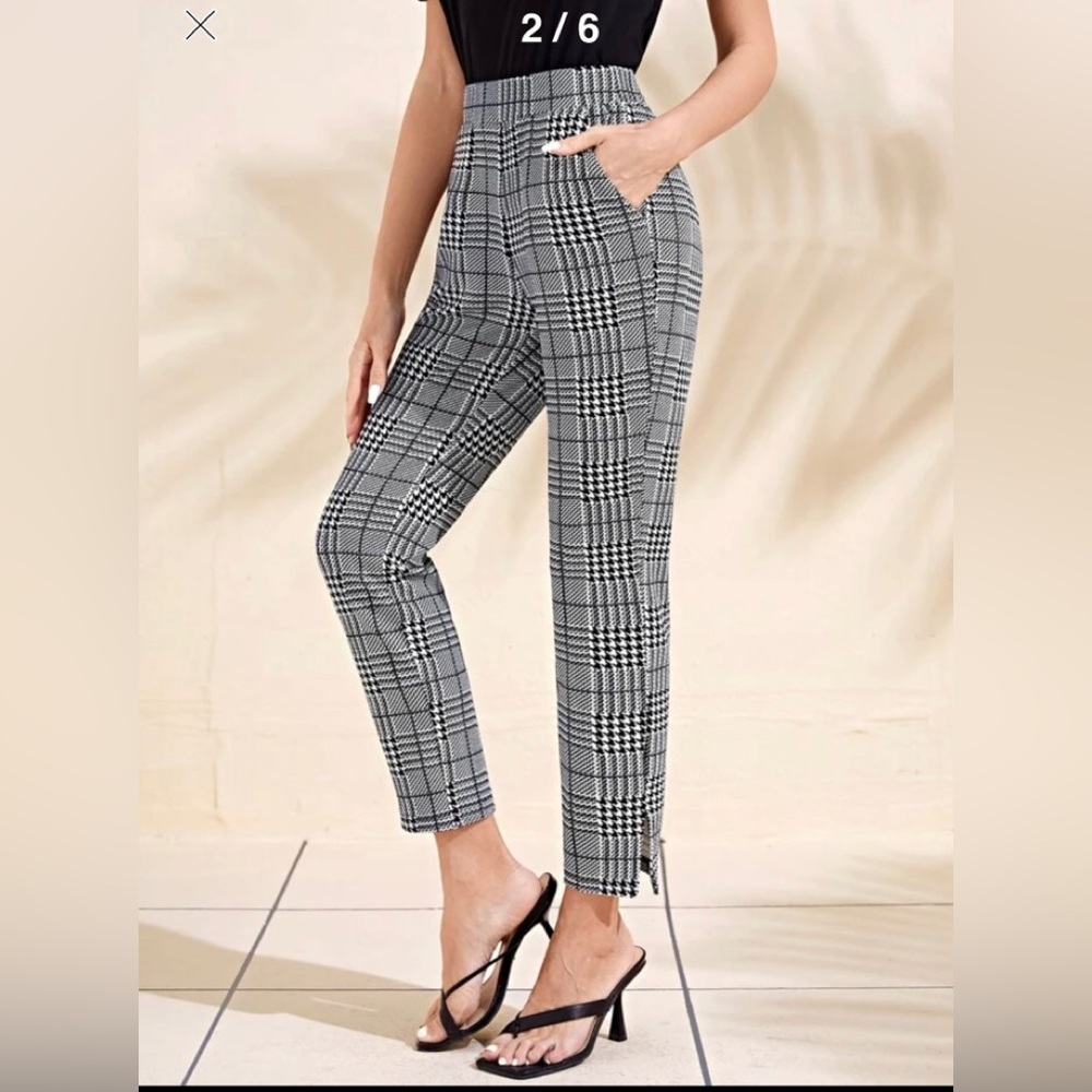 Ann Taylor Plaid & Houndstooth Ankle Pant